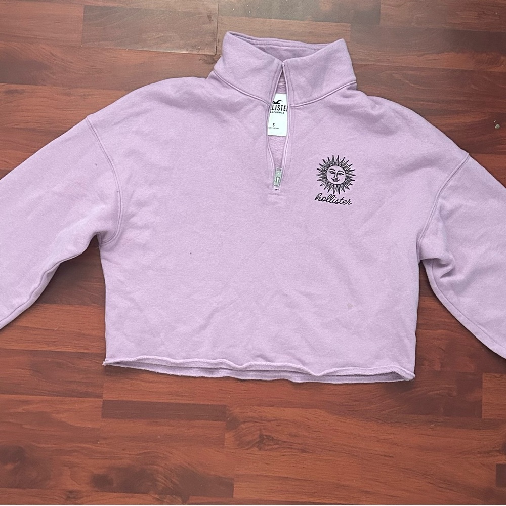 Hollister purple cropped quarter zip
